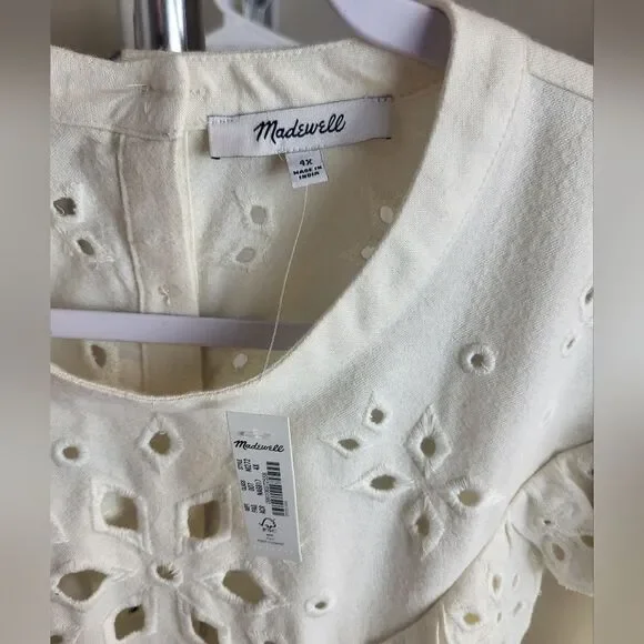 Madewell Plus Embroidered Lazer Cut Flannel Mockneck Top 4X - Picture 7 of 8